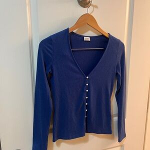 Wilfred Blue Pearl Button Up Top